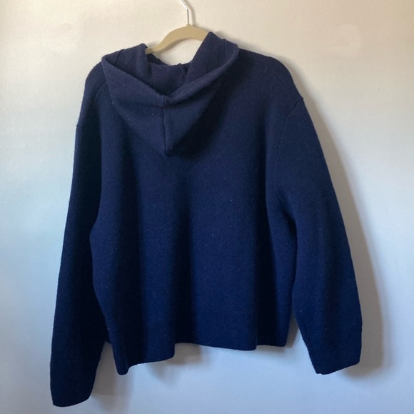 Zara Navy Blue Women's wool hooded Sweater medium - Picture 4 of 9